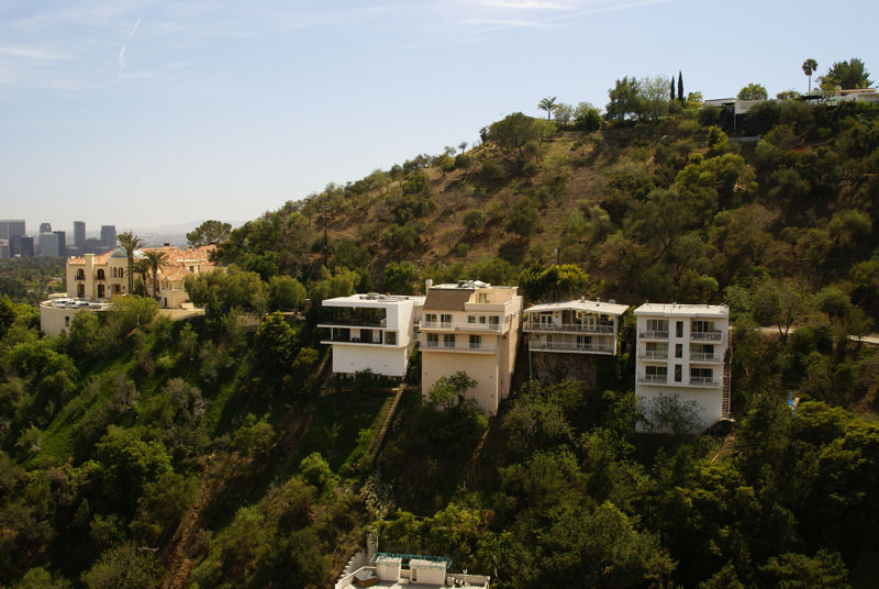 Another view of 10066 Cielo Drive; now, as in the '60s, it is accessed via the private road that runs behind the stilt homes