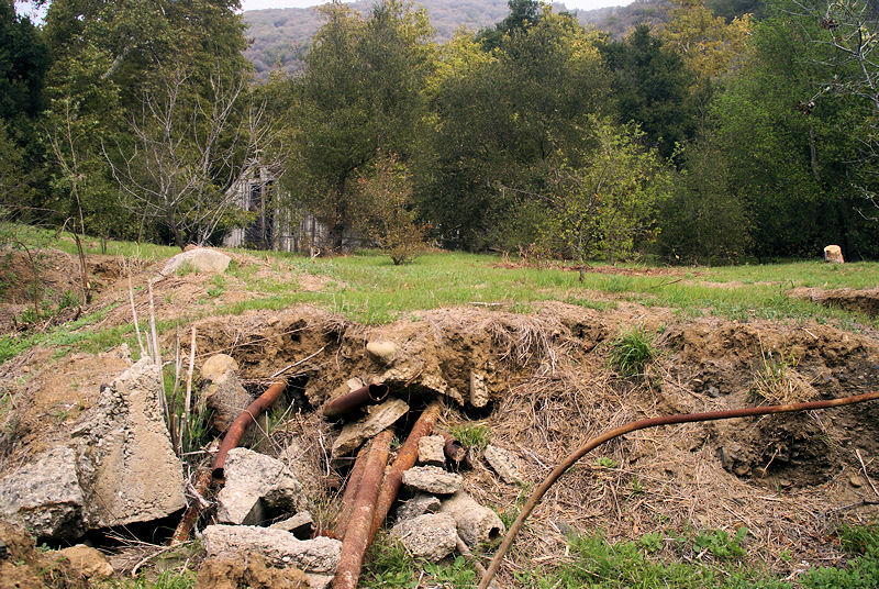 Former fruit and nut orchard with remnants of a sophisticated irrigation system